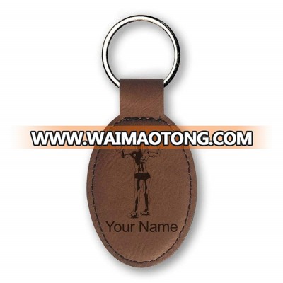 Laser Engraved Processed Personalized Design Weightlifting Gym Oval Shape KeyChain