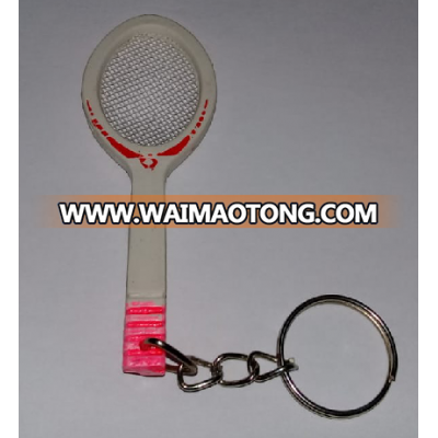 Custom Logo Printed Promotional Mini Badminton Tennis Racket KeyChain KeyRing made of Plastic