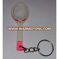 Custom Logo Printed Promotional Mini Badminton Tennis Racket KeyChain KeyRing made of Plastic