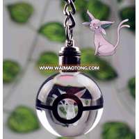 Wholesale Espeon 30mm Crystal Pokemon Ball Keychain With Led Light For Children's Gift